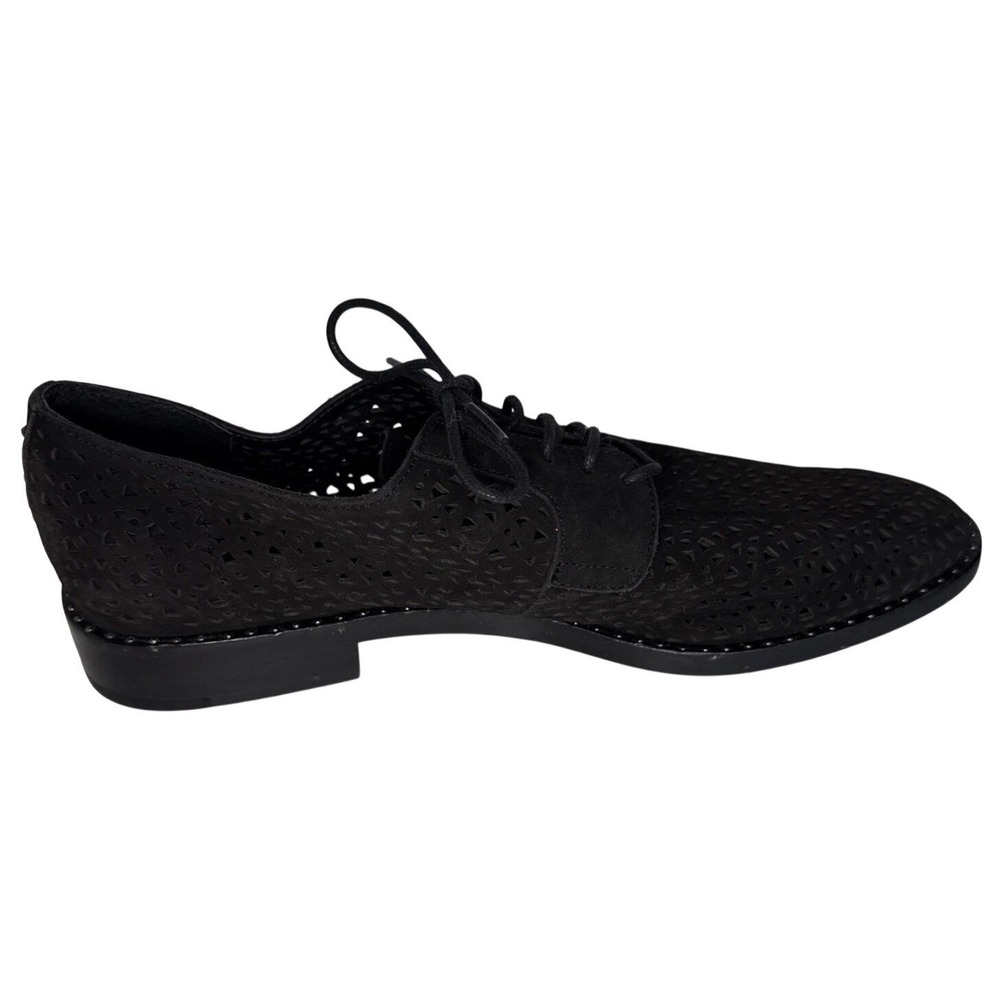 Vince Camuto Lesta Geo Black Oxford Women 9M Laser Cut Suede Flat Studs Academia - Picture 8 of 14